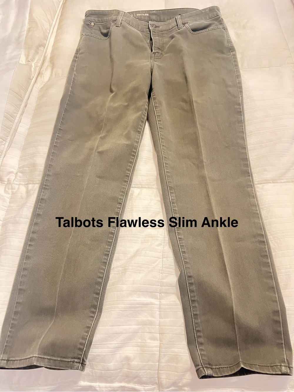 Talbots Flawless Slim Ankle Jeans in Olive Gray Size 12 - Picture 1 of 5